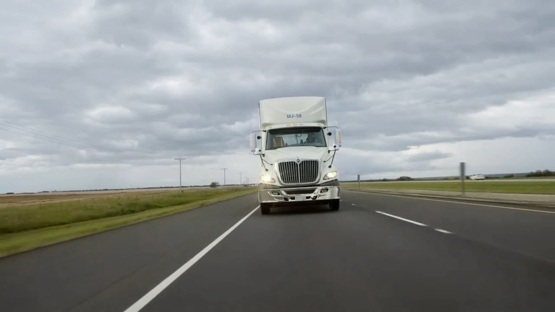 A National Cartage tractor-trailer on a Saskatchewan highway
