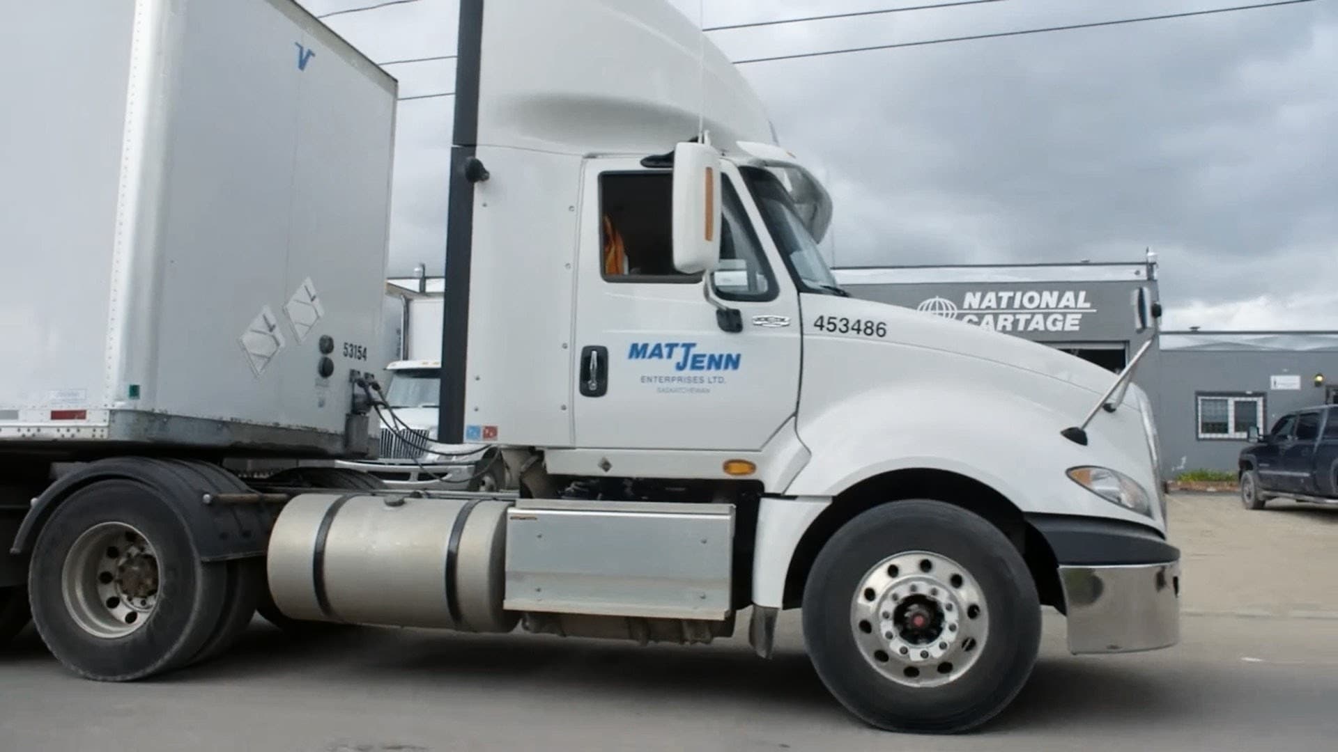 A National Cartage truck at the Saskatoon terminal
